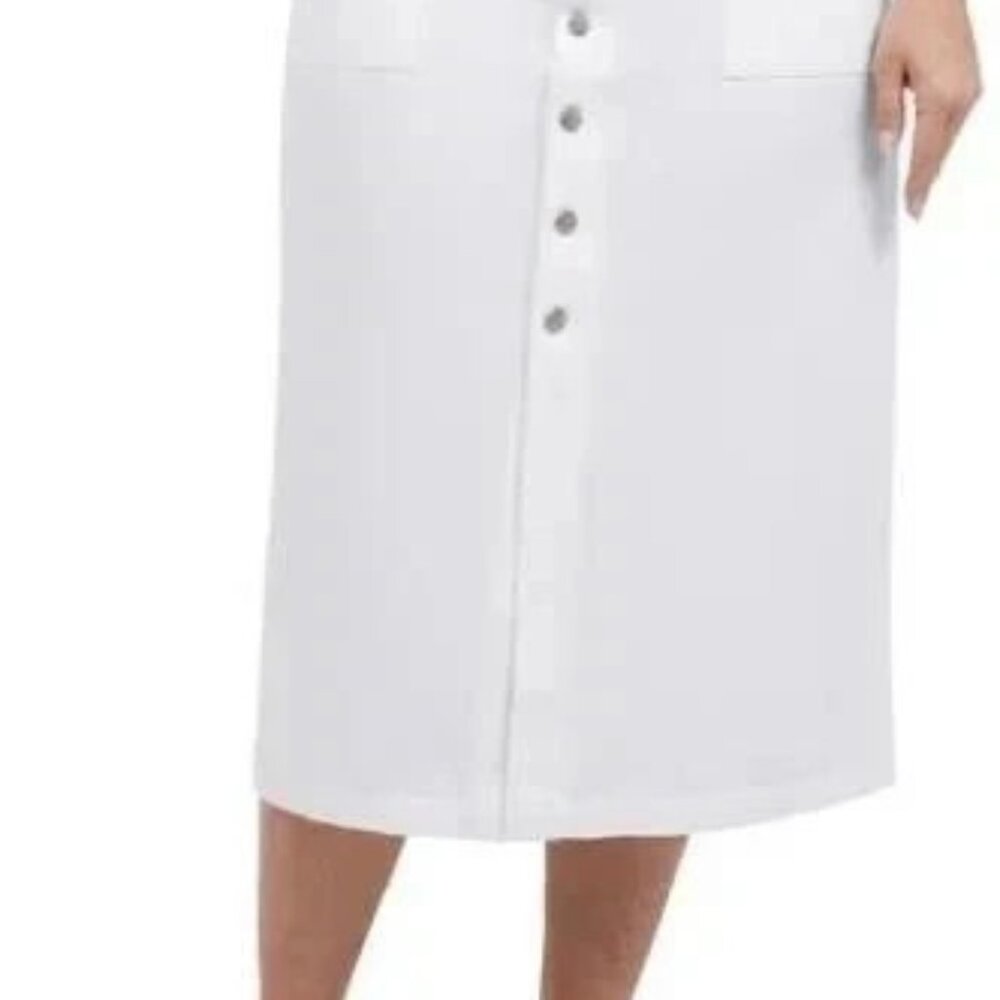 Wrangler Women's Size 14 White Denim Button Midi Skirt NWT